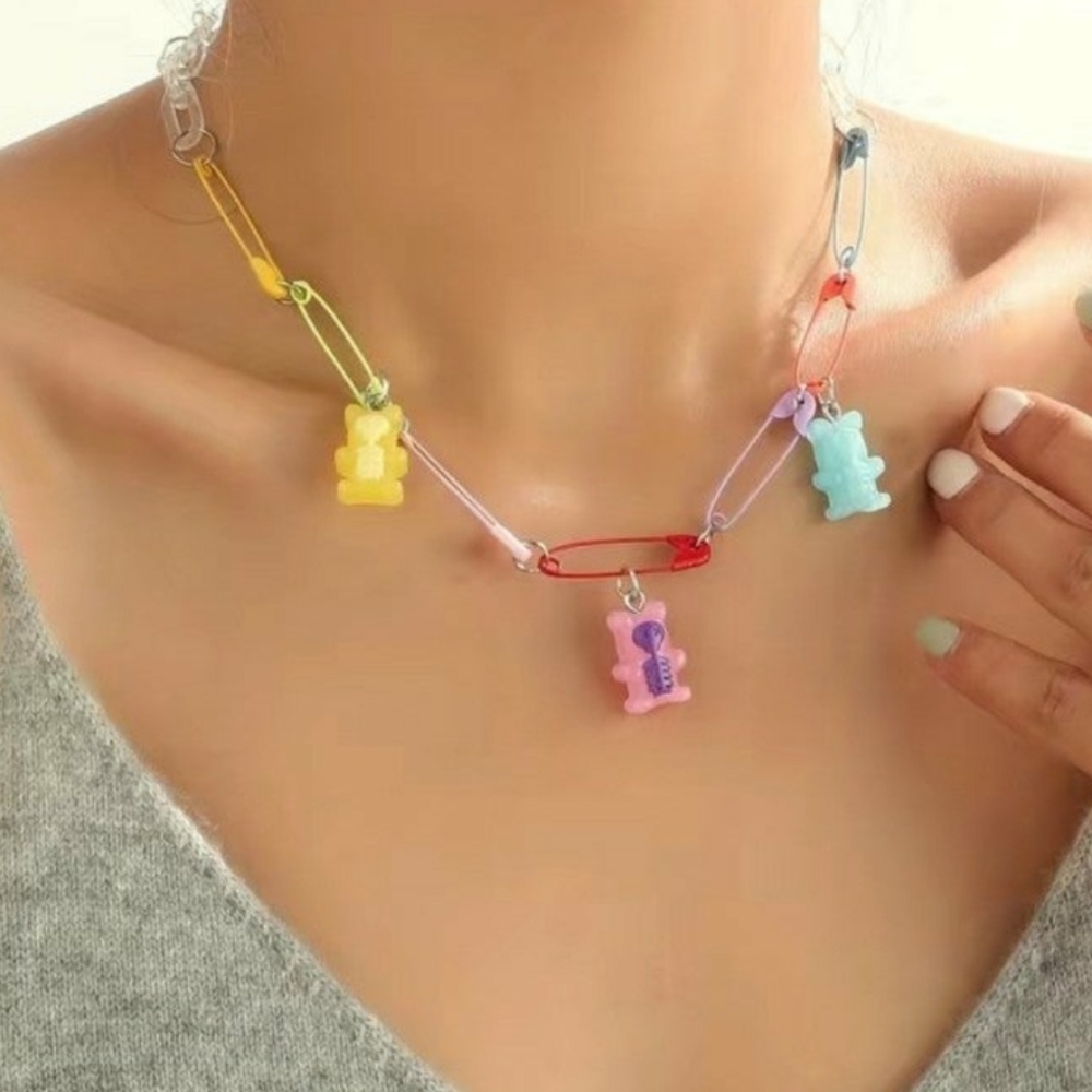 Skele gummy bear charm necklace